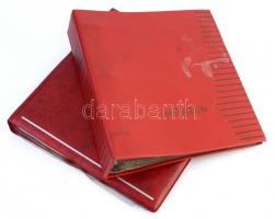 Piros műbőr "Münzen" kapcsos érmeberakó album 1x30db kisebb és 2x16db nagyobb férőhellyel,...