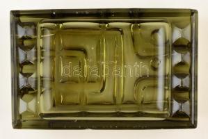 Art deco formába öntött üveg hamutál kis lepattanásokkal 14x9 cm