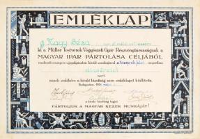 1934 Bp., A Müller Testvérek Vegyészeti Gyár Részvénytársaság dicsérő oklevele