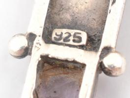 Ezüst(Ag) kereszt medál, hiányos markazit díszítéssel, ametiszttel, jelzett, 4×3 cm, bruttó: 6,9 g