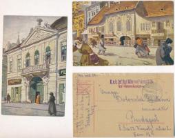 14 db RÉGI magyar képeslap: Dreher reklám, tábori posta, Budapest / 14 pre-1945 Hungarian postcards: Dreher advertisement, military field post, Budapest