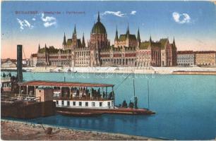 1914 Budapest V. Országház, Parlament, gőzhajó