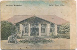 1914 Kackó, Catcau; Székely Gyula lakása, kastély, oldalkocsis motorkerékpár, motorbicikl / villa, castle, motorcycle with sidecar (gyűrődés / crease)