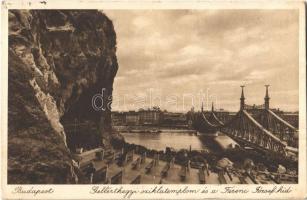1933 Budapest XI. Gellérthegyi sziklatemplom, Ferenc József híd