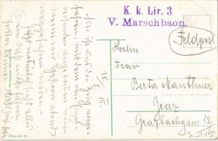 1915 Budapest VII. Keleti pályaudvar, Baross szobor + "K.k. Lir. 3. V. Marschbaon."