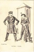 Am Posten. K.u.K. Kriegsmarine Matrose / Austro-Hungarian Navy mariner humour art postcard. G. Fano, Pola 1910-11. 1639. s: Ed. Dworak (fl)