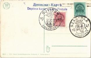 Szabadka, Subotica; törvényszék. 36. sz. 1915. Vasúti Levelezőlapárusítás / court + "1941 Újvid...