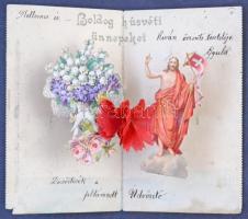 1910 Boldog húsvéti ünnepeket. Kinyitható térhatású zárt levelezőlap / Easter greeting, pop-up folding card (fl)