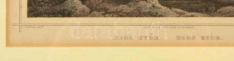 cca 1840 Ludwig Rohbock (1820-1883): Diósgyőr vára acélmetszet üvegezett keretben / steel-engraving ...