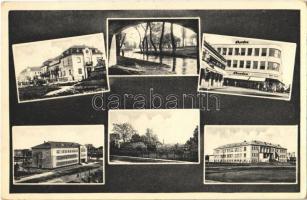 1938 Érsekújvár, Nové Zámky; mozaiklap / multi-view postcard + &quot;Érsekújvár visszatért&quot; So. Stpl. (EK)