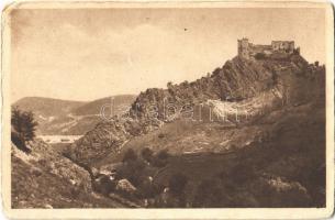 1923 Saskőváralja, Sásovské Podhradie (Garamszentkereszt,  Ziar nad Hronom); Saskő vára / Sásovsky hrad / castle ruins (kopott sarkak / worn corners)