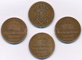Svédország 1939-1957. 5ö Br (4xklf) T:1-,2
Sweden 1939-1957. 5 Öre Br (4xdiff) C:AU,XF