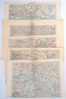 1910-1914 5 db katonai térkép (Lemberg, Brody, Kolomea, stb.), kiadja: K. u. k. Militärgeographisches Institut