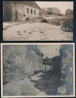 cca 1930 Tabán 2 db fotó, kis utca, udvar. 11x6 cm, 12x9 cm