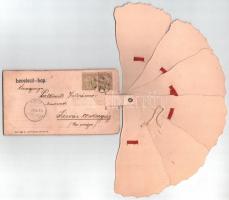 1906 Pozsony, Pressburg, Bratislava; Szecessziós egyedi ritka mechanikus legyezőszerűen kihajtható k...