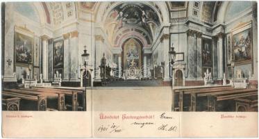 1901 Esztergom, Bazilika belseje. Három részes kihajtható képeslap / 3-tiled folding postcard (EK)