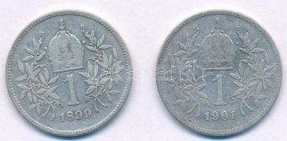 Ausztria 1899-1901. 1K Ag "Ferenc József" (2x) T:2,2- 
Austria 1899-1901. 1 Corona Ag &qu...