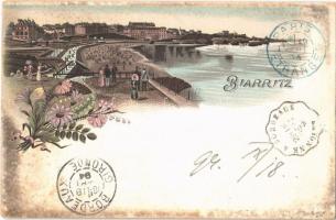 1894 (Vorläufer!) Biarritz, Art Nouveau, floral, litho (EK)