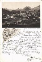 1892 (Vorläufer!) Bad Aussee von der Ischler Strasse. Art Nouveau, floral, litho (tears)