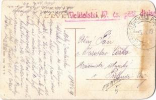 1919 Zsolna, Sillein, Zilina; Kossuth Lajos utca / street view + "Velitolstvi IV. cs. pesi divi...