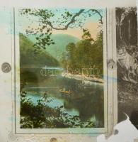 cca 1900 Üvegnegatívok, diák, fekete-fehér és színezett, különböző országokból, Magyarország, Kína, ...