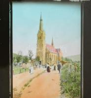 cca 1900 Üvegnegatívok, diák, fekete-fehér és színezett, különböző országokból, Magyarország, Kína, ...