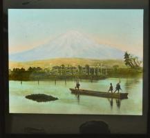 cca 1900 Üvegnegatívok, diák, fekete-fehér és színezett, különböző országokból, Magyarország, Kína, ...