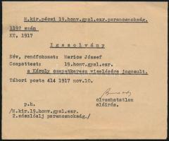 1917 Károly csapatkereszt viselésére jogosító igazolás