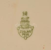 Zsolnay tea szett: szűrő és kiöntő. Jelzett, kopásokkal. m: 15 cm, 12 cm