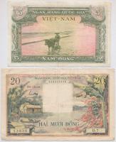 Vietnám 1955. 5D + 1956. 20D T:III Vietnam 1955. 5 Dong + 1956. 20 Dong C:F Krause 2.a, 4.a