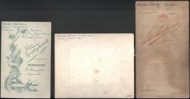 cca 1900 Walkó Károly és családja, 3 db fotó, 16×10 és 21×11 cm