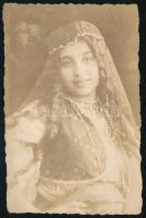 cca 1920 3 db Népviseletes lány fotója 9x14- 18x12 cm