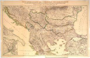 1880 Heinrich Kiepert: Az alduna és a Balkán térképe. Litográfia. Jelmagyarázattal. 94x60 cm