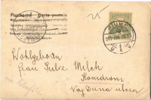 1903 Fiume, Rijeka; előkelő társaság az erkélyen, férfi zsidókról szóló olvasmánnyal / gentlemen and...