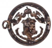 1869. 1Ft Ag címer kivágva és jelvénnyé alakítva, patina, tűhiány