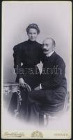 cca 1902 Divald Lajos és 2. felesége, Fussgänger Anna, keményhátú fotó Divald Károly fia műterméből, 21×11 cm