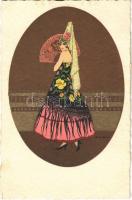 Art Nouveau lady. Italian art postcard. Élite CCM 2554. s: D. Gobbi (EK)