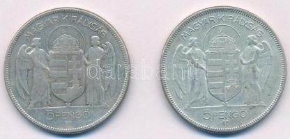 1930. 5P "Horthy Jobbra" Ag (2x) T:2-,3
Adamo P8