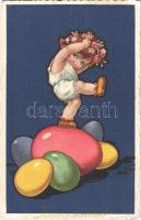 Húsvéti üdvözlet / Easter. Italian art postcard. Degami 938. (EK)