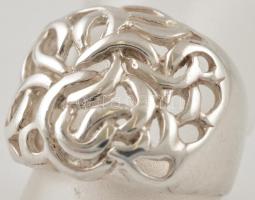 Ezüst(Ag) áttört virágmintás gyűrű, jelzett, méret: 55, nettó: 6,1 g