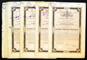 1881. 1000Ft járadékkölcsön (10x) bennük 2klf német szignettával (klf színvariánsokban) + cseh érvényesítő bélyegzővel