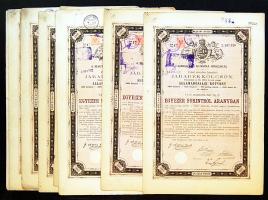 1881. 1000Ft járadékkölcsön (10x) bennük 2klf német szignettával (klf színvariánsokban) + cseh érvényesítő bélyegzővel