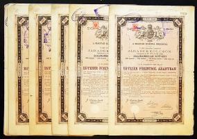 1881. 1000Ft járadékkölcsön (10x) bennük 2klf német szignettával (klf színvariánsokban) + cseh érvényesítő bélyegzővel