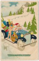 Kellemes karácsonyi ünnepeket! / Christmas, automobile. B. Co. B. 2958/. litho (EK)