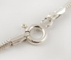 Ezüst(Ag) kígyó nyaklánc, virágos függővel, jelzett, h: 41,5 cm, 3×1,5 cm, bruttó: 4,5 g