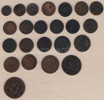 Ausztria/magyar verdejel 1780-1861. 1/4Kr (1x), 1/2Kr (2x), 1Kr (13x) 4 klf, 3Kr (2x), 4Kr (2x), 6Kr (1x), 15Kr (1x), 30Kr (1x) T:3,3/4+ Összesen 23db!