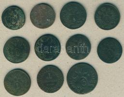 Ausztria 1800-1816. 1/2Kr (2x) 2klf, 1Kr (8x) 2klf, 3Kr (1x) T:3,3/4 Összesen 11db!