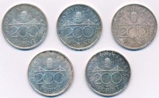 1992. 200Ft Ag "MNB" (5x) T:1- patina
Adamo F13