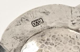 Ezüst(Ag) zománccal díszített tálka, jelzett, d: 10,2 cm, bruttó: 40,7 g