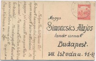 1917 Rózsa. Kézzel festett művészlap / Rose. Hand-painted art postcard s: Sági Kálmán